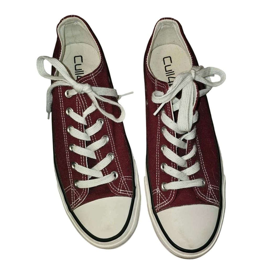 Cull4u Burgundy Canvas‎ Low Top Sneakers Women's Casual Lace Up Shoes